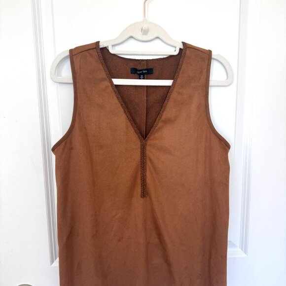 Paper Tee Brown Suede Boho Tank Medium - Picture 2 of 4